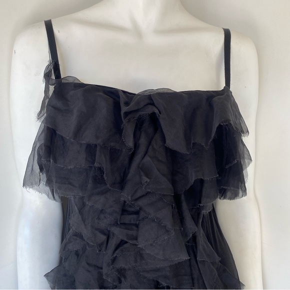 Nina Ricci for Barney's Black Silk Ruffle Dress - M - Picture 3 of 10